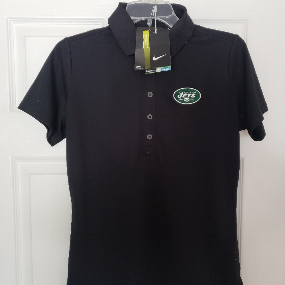 Women's Jets Nike Dri Fit Short Sleeve Black Polo Size M